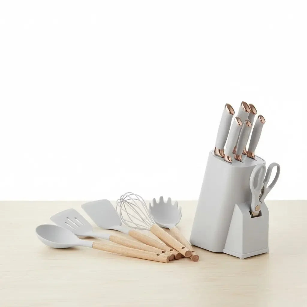 Kit Completo Jogo Utensílios de Cozinha 19 Peças Maravilhas do Mundo Moderno
