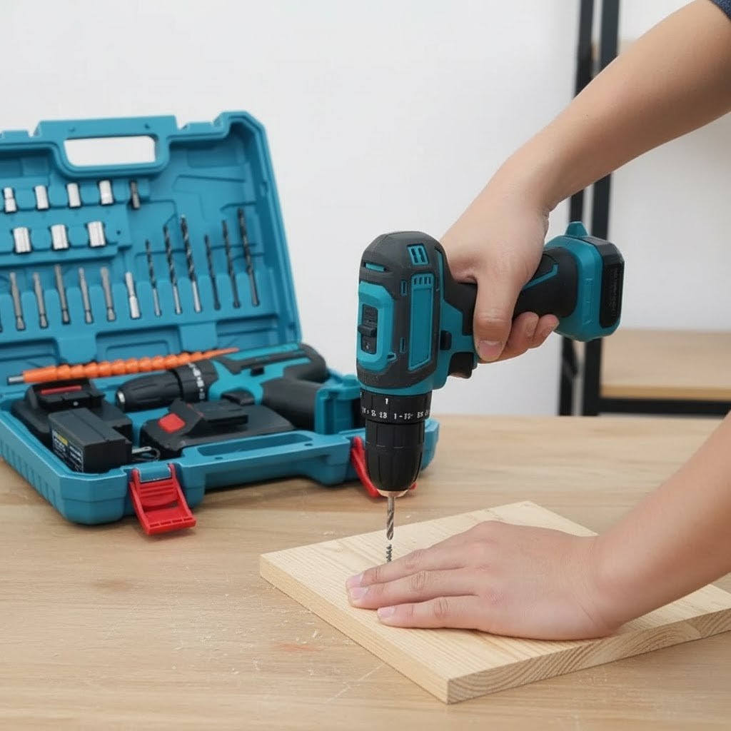 Kit Parafusadeira/Furadeira 28 Pcs + 2 Baterias Portáteis + Maleta De Brinde