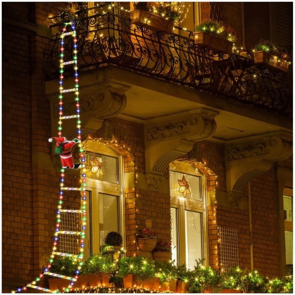 Led Papai Noel Luzes Subindo Escadas