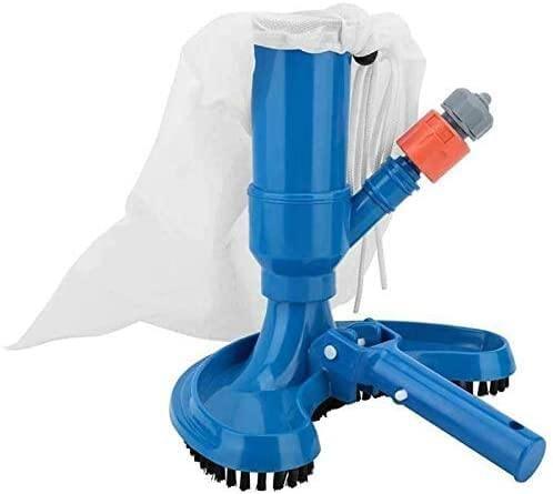 Vassoura mágica azul com coletor de sujeira branco e bico regulável para limpeza