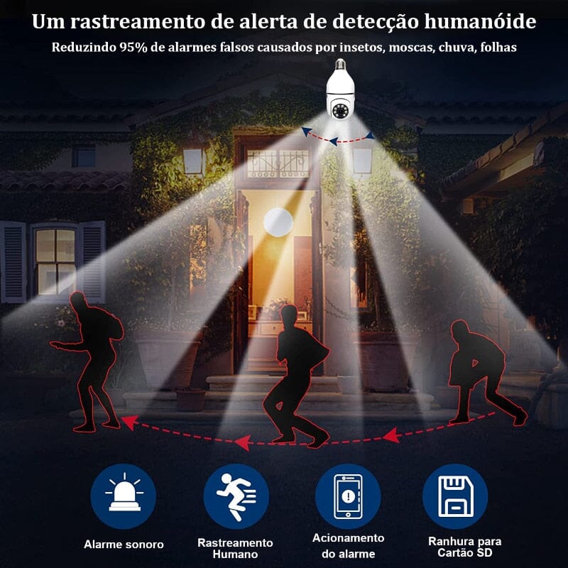 Câmera de Segurança 360 Graus Wi-Fi Full HD 1080p Com Gravador Microfone AG094 2019 Maravilhas do Mundo Moderno