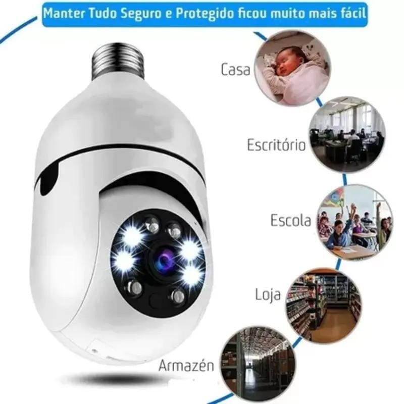 Câmera de Segurança 360 Graus Wi-Fi Full HD 1080p Com Gravador Microfone AG094 2019 Maravilhas do Mundo Moderno