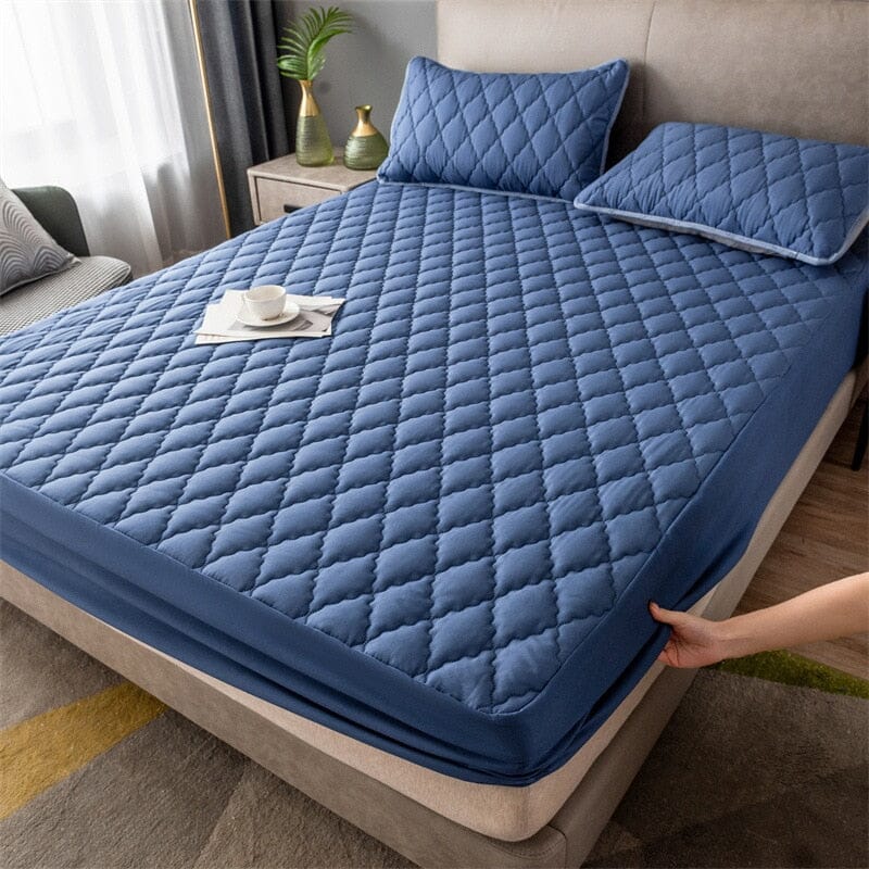 Capa de Colchão Acolchoada À Prova D'água CC078 2019 Maravilhas do Mundo Moderno Azul 90cmx200x30cm (Solteiro)