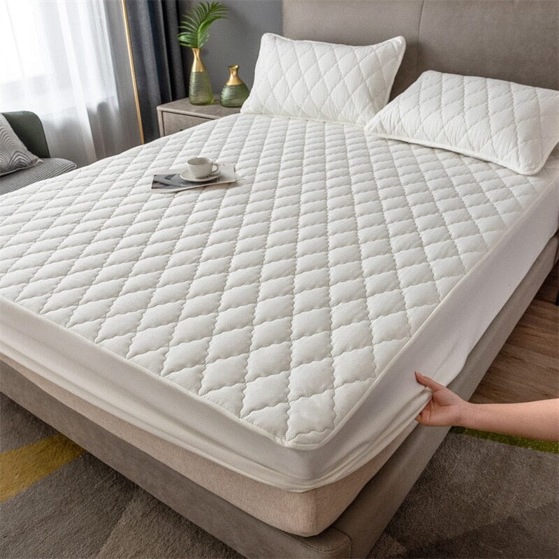 Capa de Colchão Acolchoada À Prova D'água CC078 2019 Maravilhas do Mundo Moderno Branco 90cmx200x30cm (Solteiro)