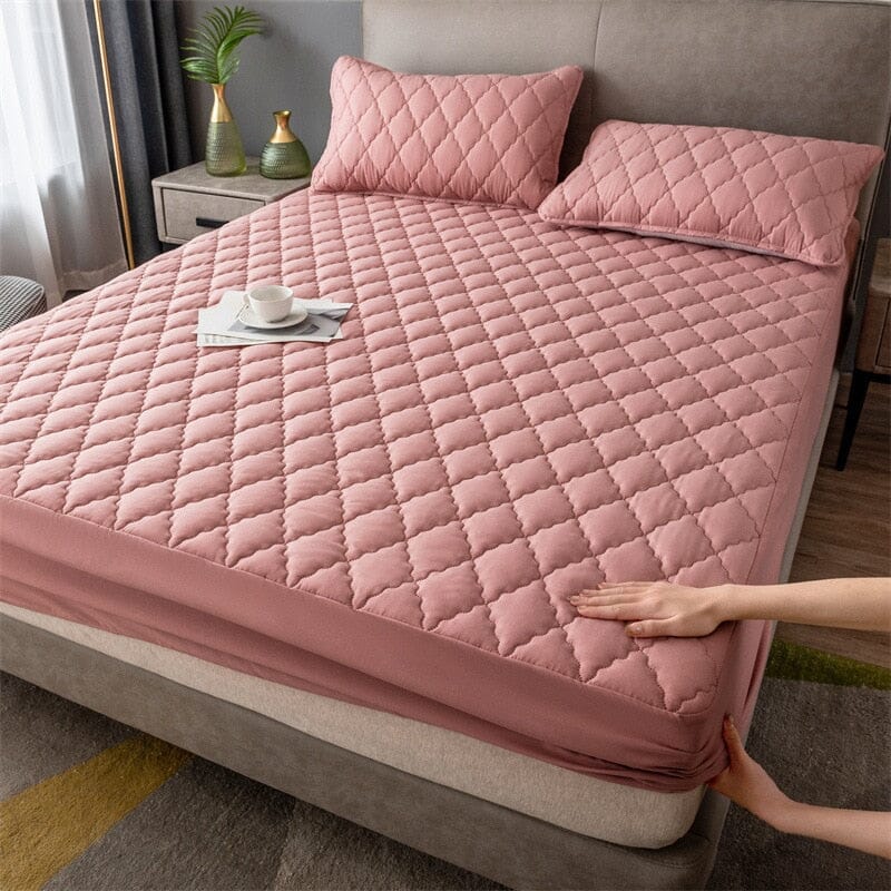Capa de Colchão Acolchoada À Prova D'água CC078 2019 Maravilhas do Mundo Moderno Rosa 90cmx200x30cm (Solteiro)