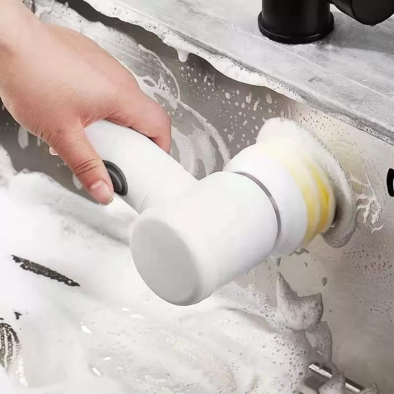 Escova Elétrica de Limpeza 5 em 1 + Suporte de Brinde CC075 Maravilhas do Mundo Moderno