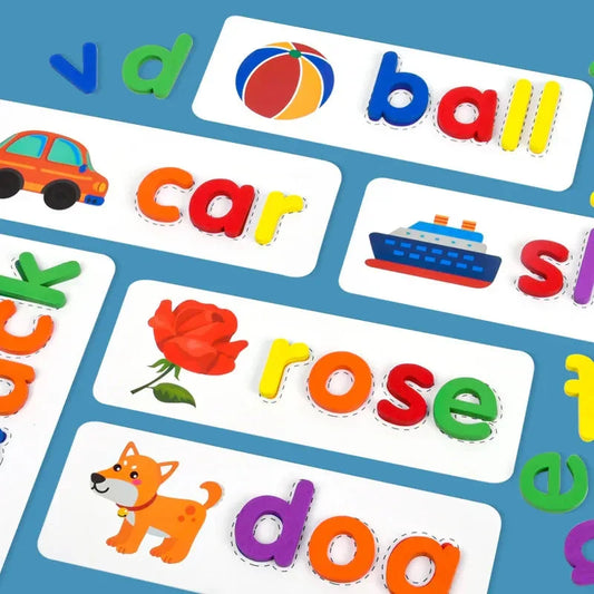 Jogo Montessori para Aprender a Soletrar em Inglês Maravilhas do Mundo Moderno