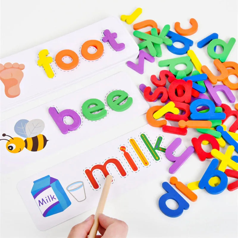 Jogo Montessori para Aprender a Soletrar em Inglês KIDS023 Maravilhas do Mundo Moderno