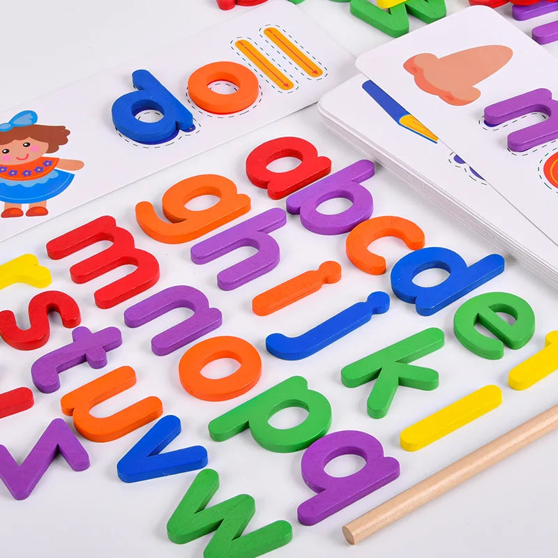 Jogo Montessori para Aprender a Soletrar em Inglês KIDS023 Maravilhas do Mundo Moderno