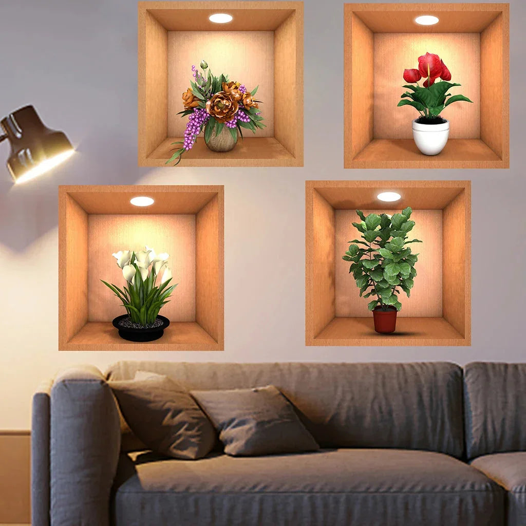 Kit 4 Quadros Adesivos Tridimensional Maravilhas do Mundo Moderno