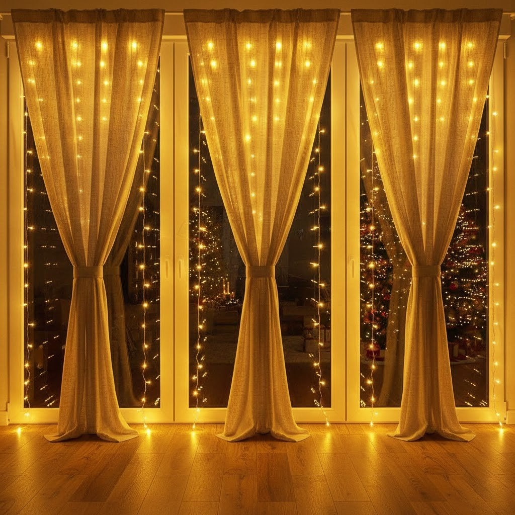 Cortina 300 Leds Luz Amarela