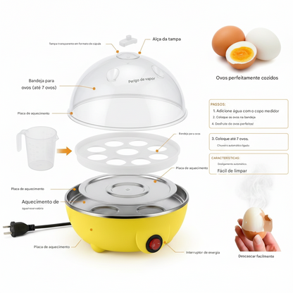 Cozedor De Ovos Portátil Elétrico Cozinha A Vapor