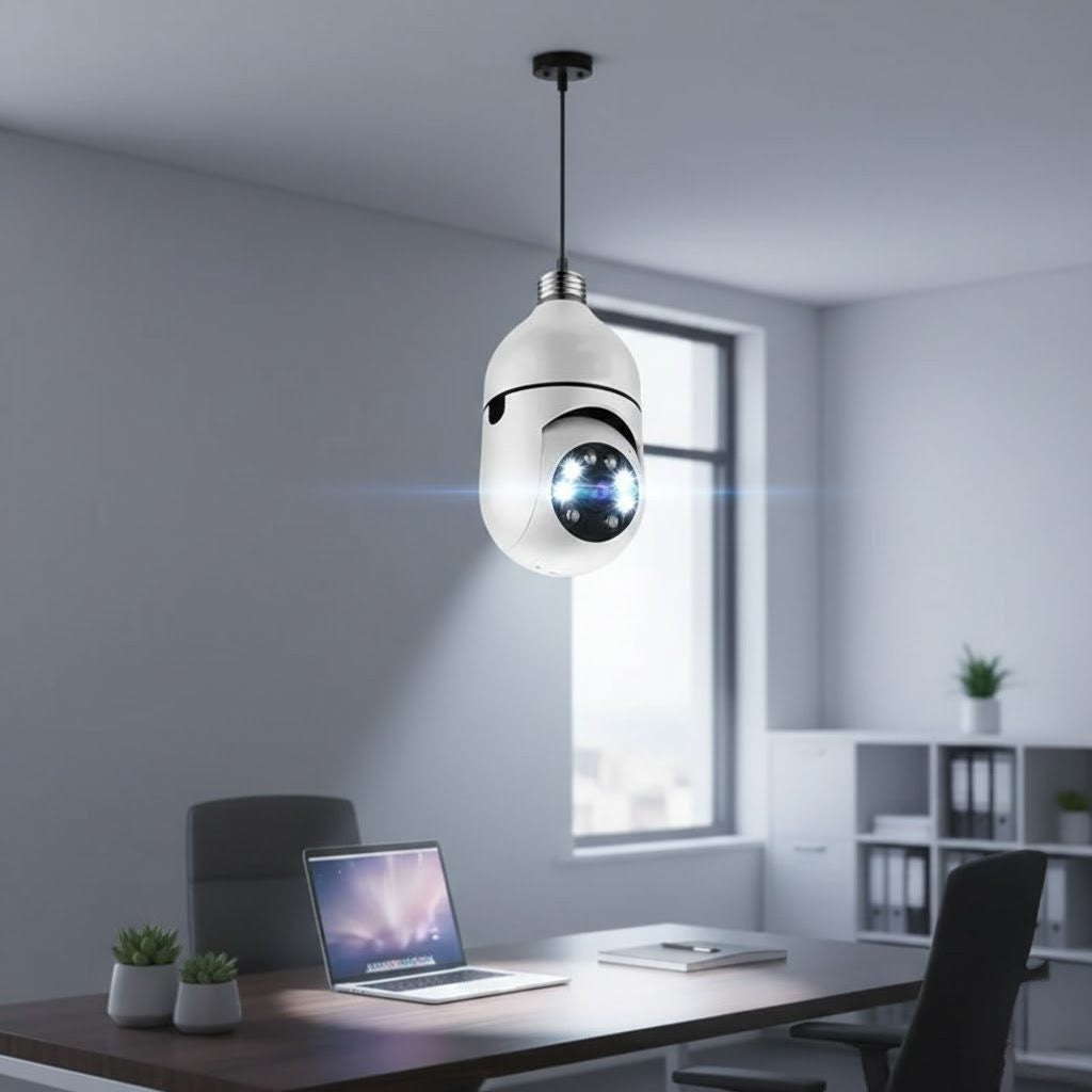 Câmera de Segurança 360 Graus Wi-Fi Full HD 1080p Com Gravador Microfone