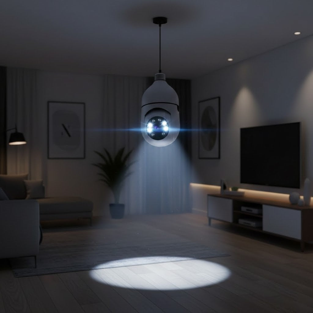 Câmera de Segurança 360 Graus Wi-Fi Full HD 1080p Com Gravador Microfone