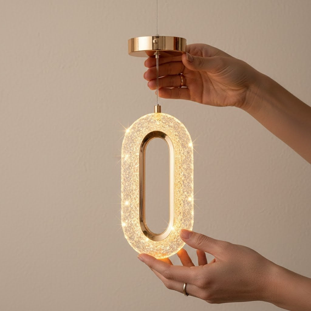 Pendente Vintage Oval de Cristal Iluminação Elegante