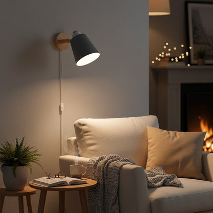 Arandela de Parede Wooden em Madeira com Interruptor Iluminação Decorativa