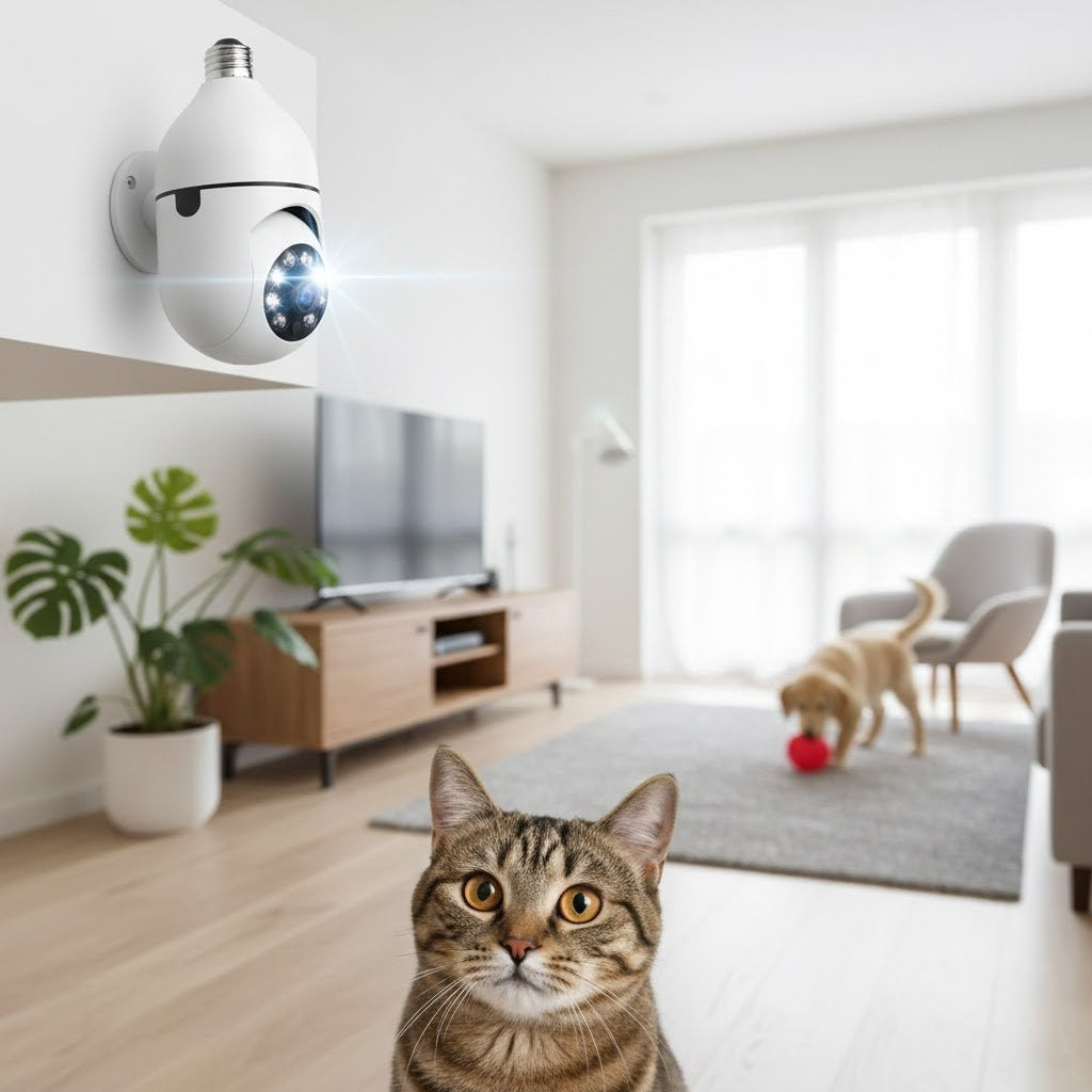 Câmera de Segurança 360 Graus Wi-Fi Full HD 1080p Com Gravador Microfone