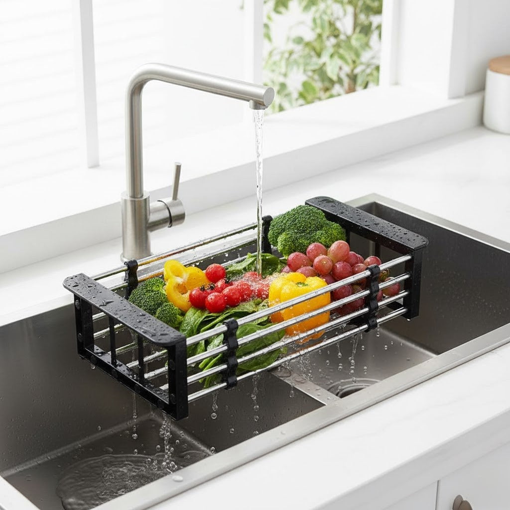 Escorredor Retrátil de Aço Inoxidável