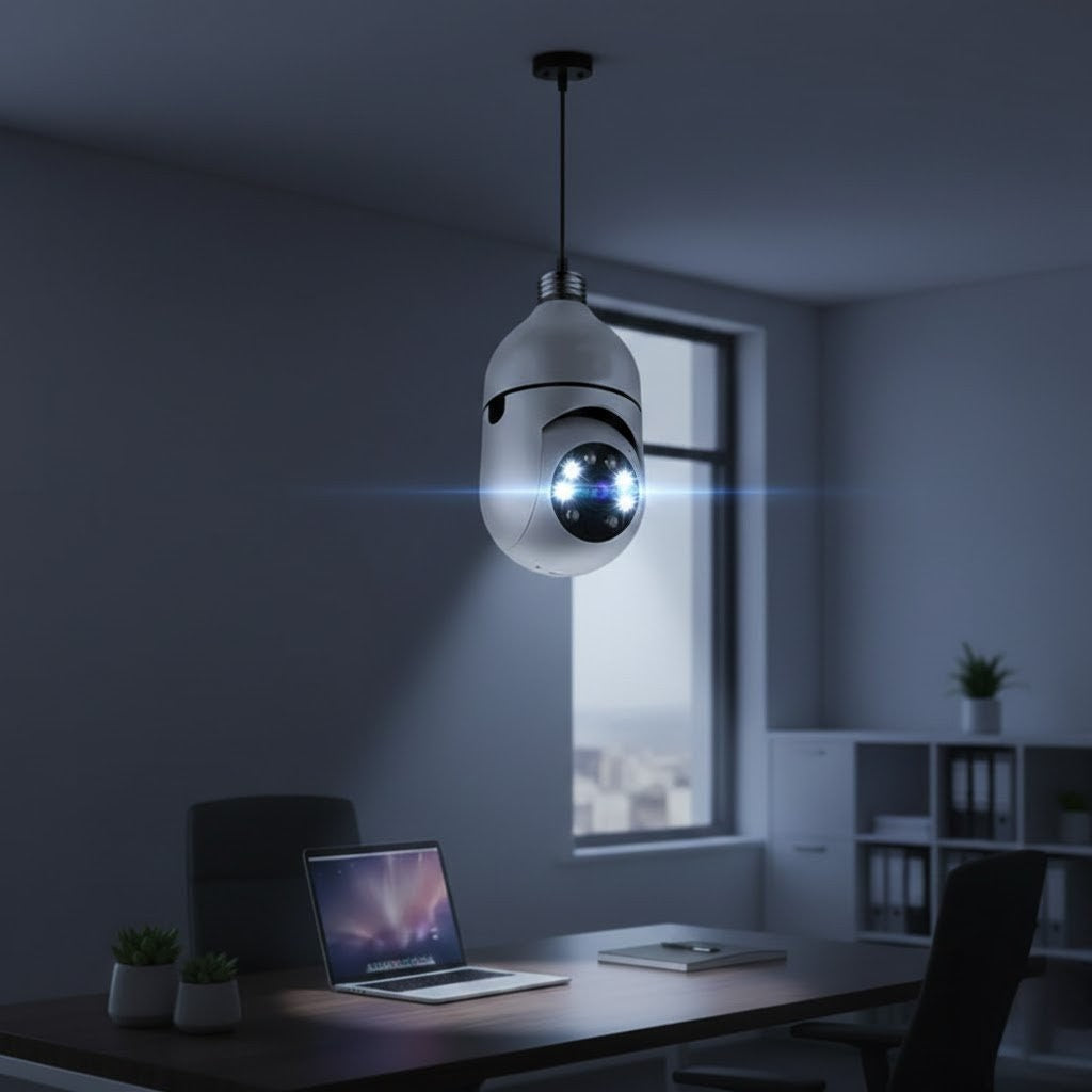 Câmera de Segurança 360 Graus Wi-Fi Full HD 1080p Com Gravador Microfone