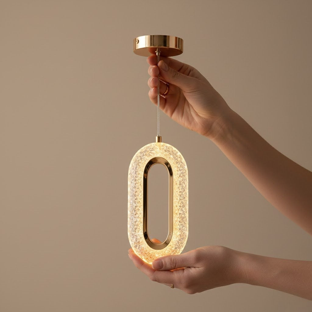 Pendente Vintage Oval de Cristal Iluminação Elegante