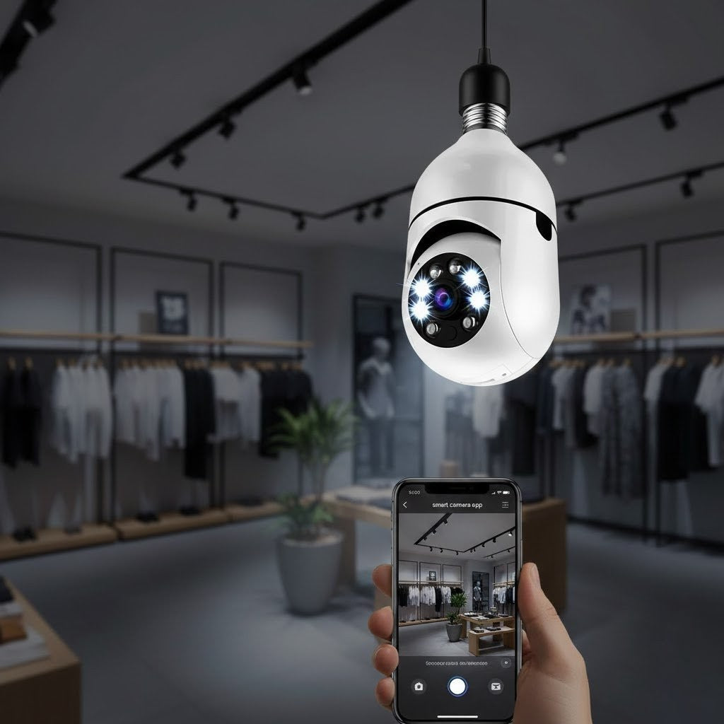 Câmera de Segurança 360 Graus Wi-Fi Full HD 1080p Com Gravador Microfone