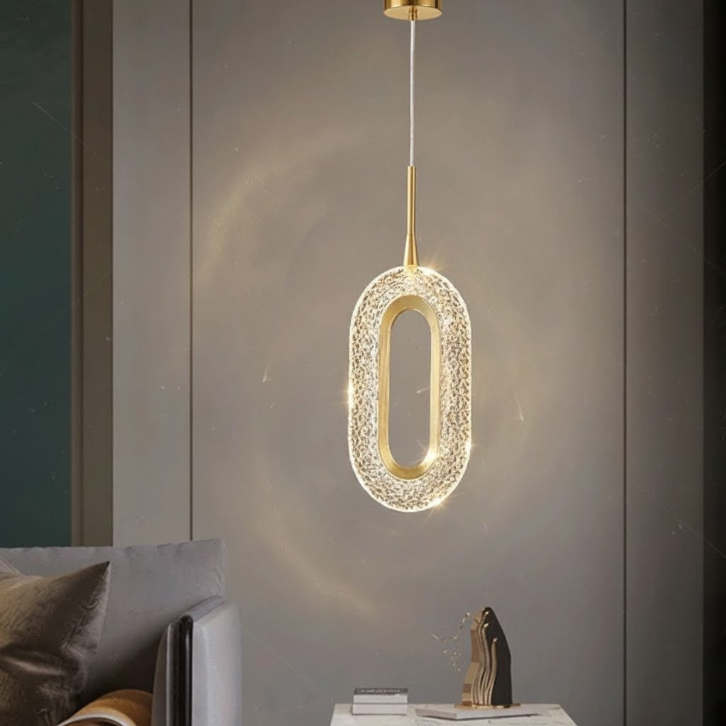 Pendente Vintage Oval de Cristal Iluminação Elegante