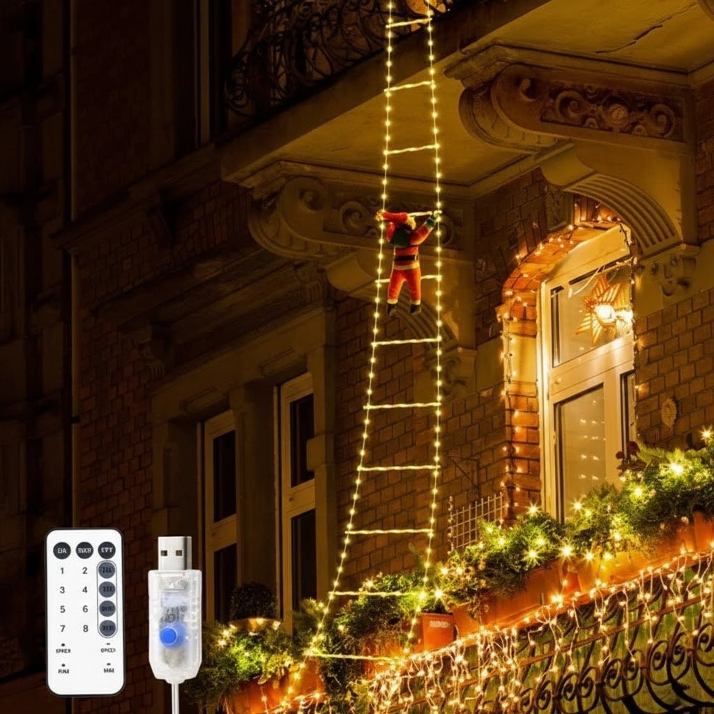 Led Papai Noel Luzes Subindo Escadas