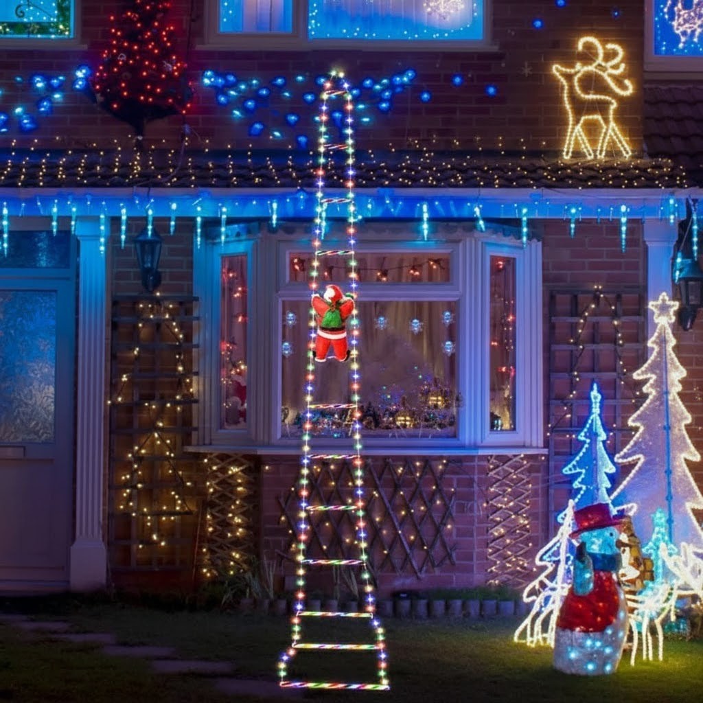 Led Papai Noel Luzes Subindo Escadas