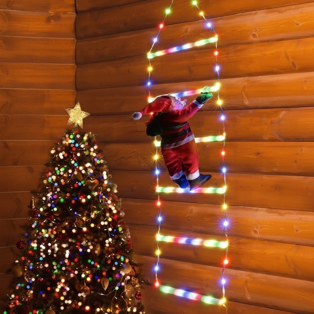 Led Papai Noel Luzes Subindo Escadas