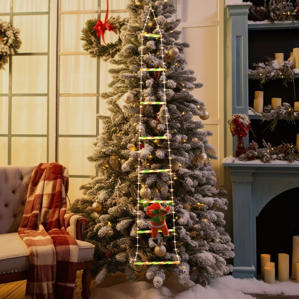 Led Papai Noel Luzes Subindo Escadas