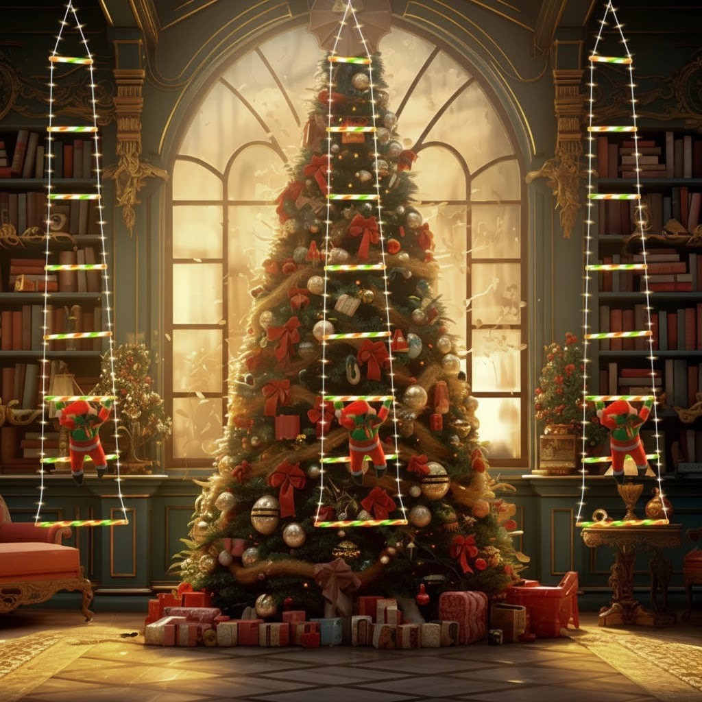 Led Papai Noel Luzes Subindo Escadas