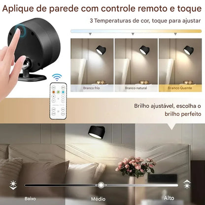 Luminária de Parede LED Sem Fio Moderna