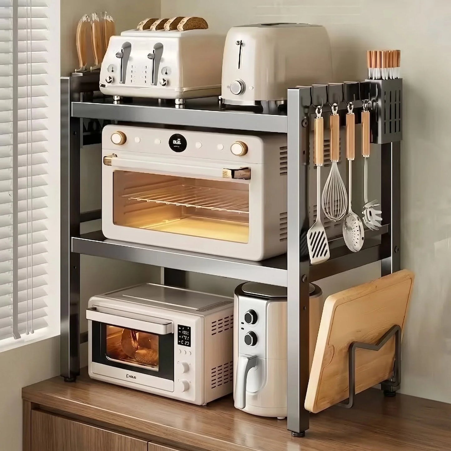 Rack Metálico Multiuso para Bancada Ajustável   Maravilhas do Mundo Moderno
