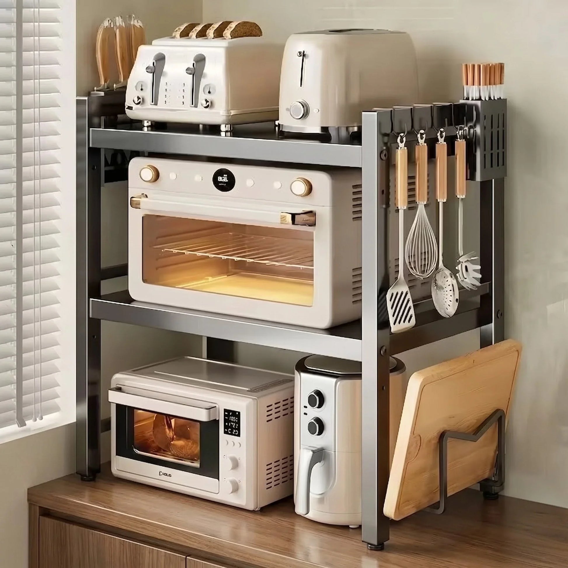 Rack Metálico Multiuso para Bancada Ajustável   Maravilhas do Mundo Moderno