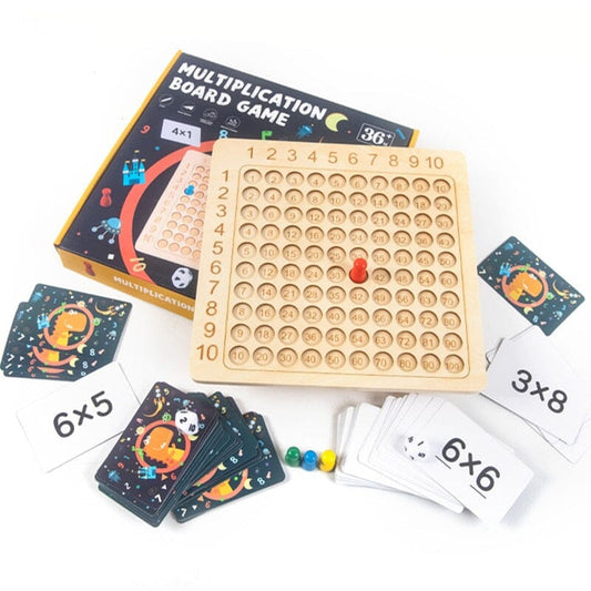 Jogo de Tabuleiro de Multiplicação Montessori de Madeira