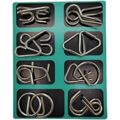 Kit 3 com 8 peças de quebra-cabeça de metal