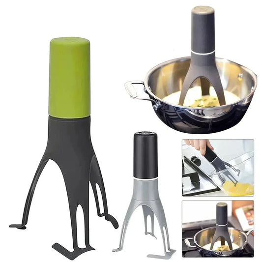Batedor de ovos manual multifuncional em cores verde, cinza e preto para cozinha