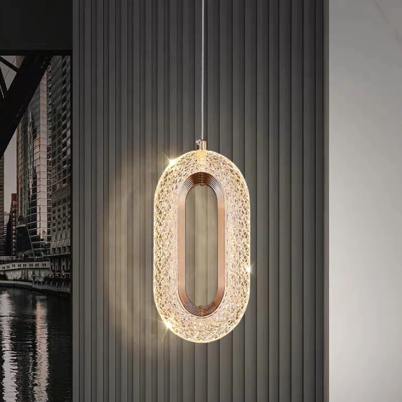Pendente Vintage Oval de Cristal Iluminação Elegante