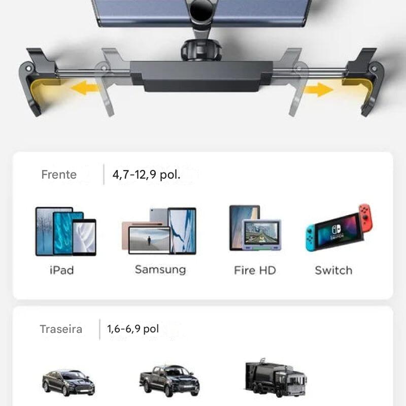 Suporte para Tablet e Celular para o Banco de Trás